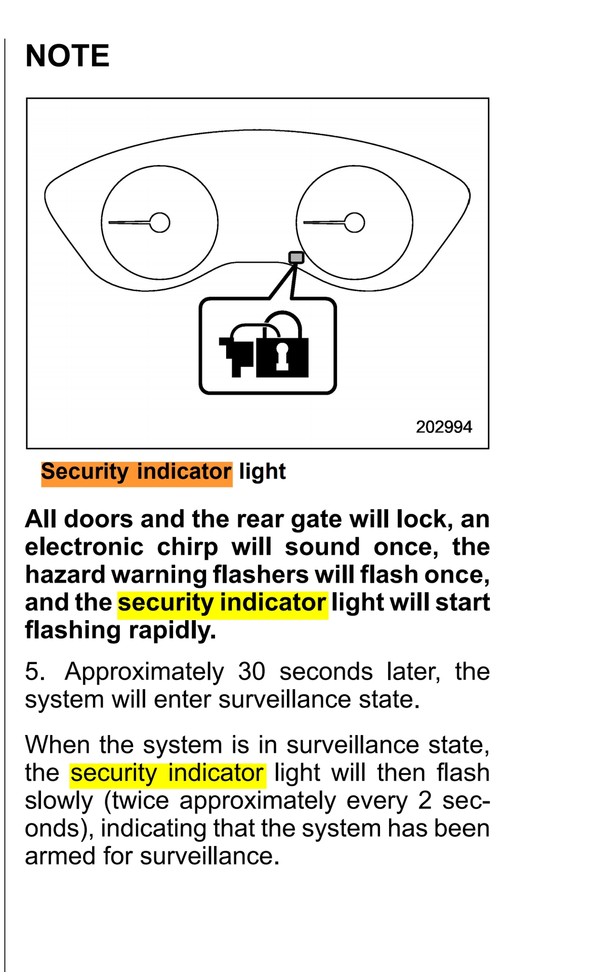 Security Indicator Light Flashing